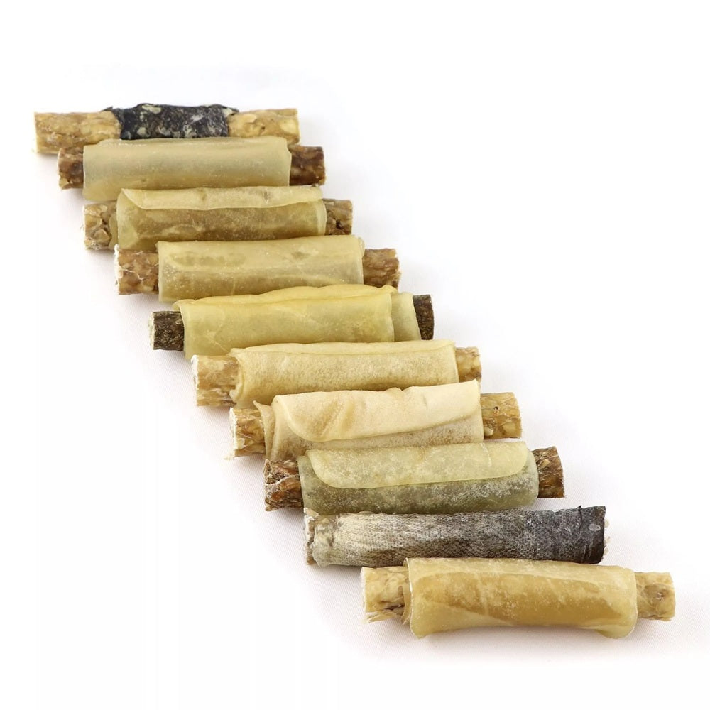 Rouleaux à mâcher fourrés 100% naturels, os pour chien 13 cm, lot de 10