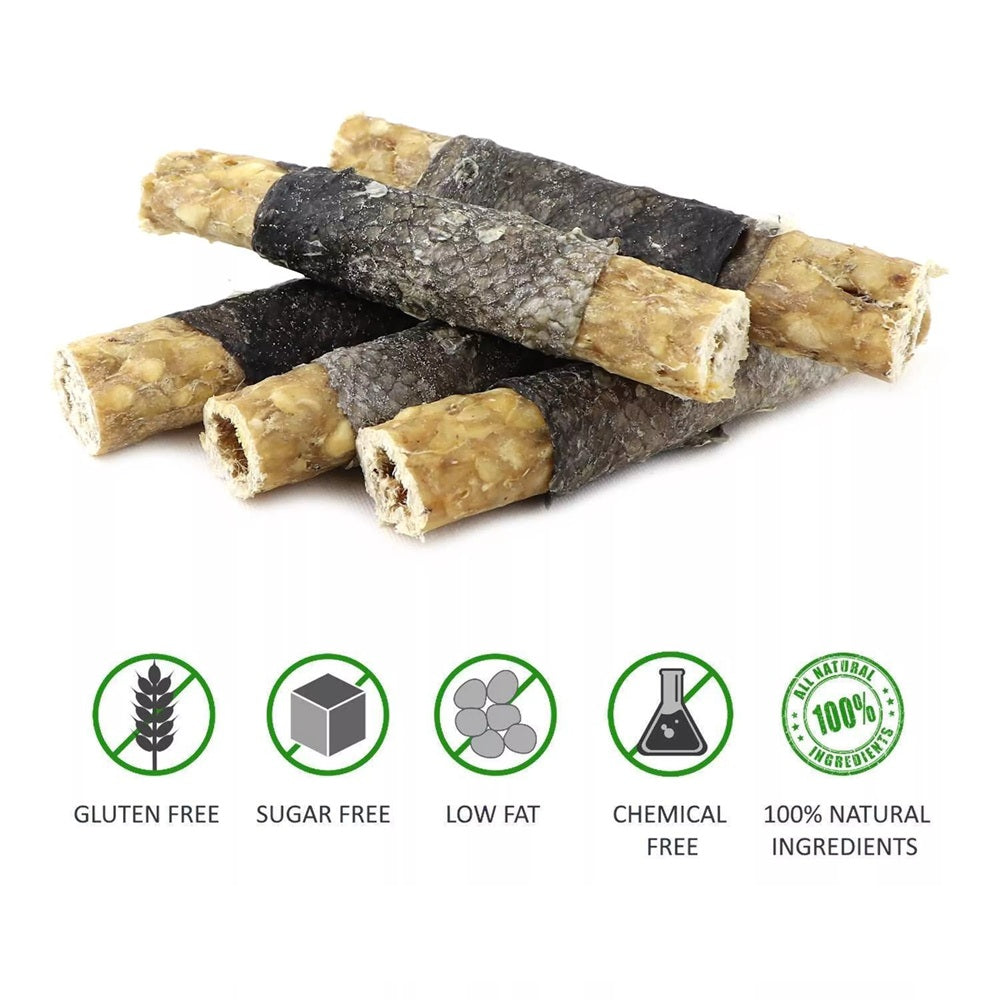 Rouleaux à mâcher fourrés 100% naturels, os pour chien 13 cm, lot de 10