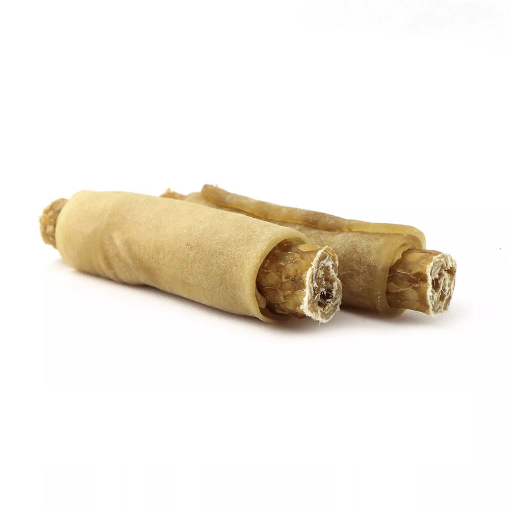 Rouleaux à mâcher fourrés 100% naturel en peau de bœuf à l'autruche, os pour chien, lot de 5
