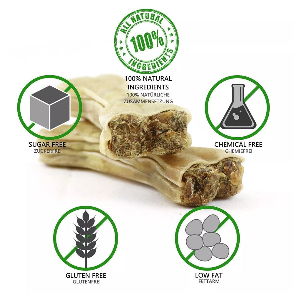 Os à mâcher 100% naturels en peau de bœuf au cabillaud, os pour chien, lot de 5