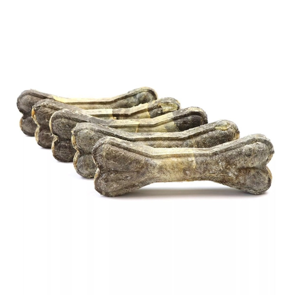 Os à mâcher 100% naturels en peau de bœuf au cabillaud, os pour chien, lot de 5